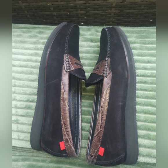 Marc Joseph-New York Women's Black Suede Leather and Croc Loafers. Size 10. - Picture 2 of 16